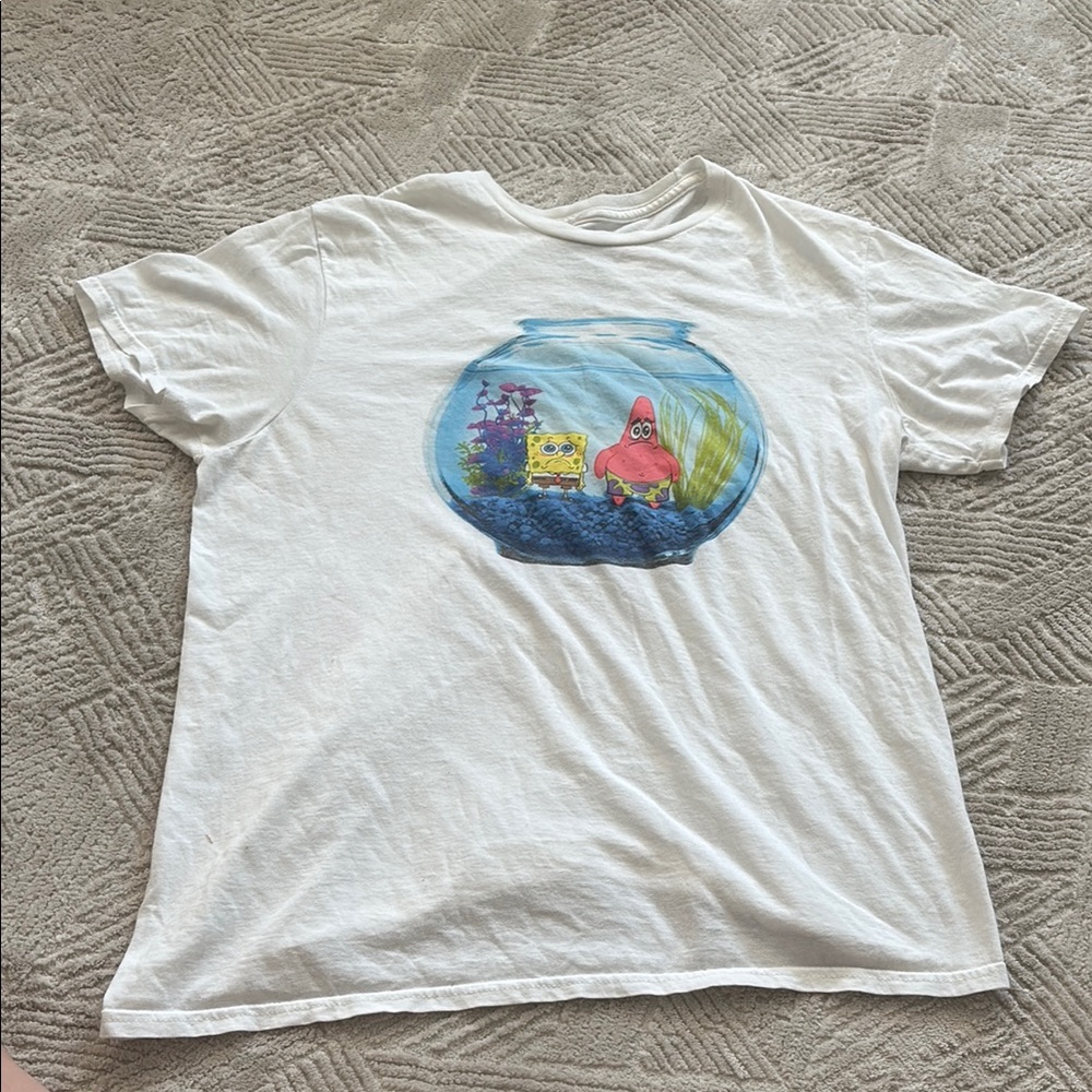 SpongeBob SquarePants White T-Shirt with Fishbowl Graphic